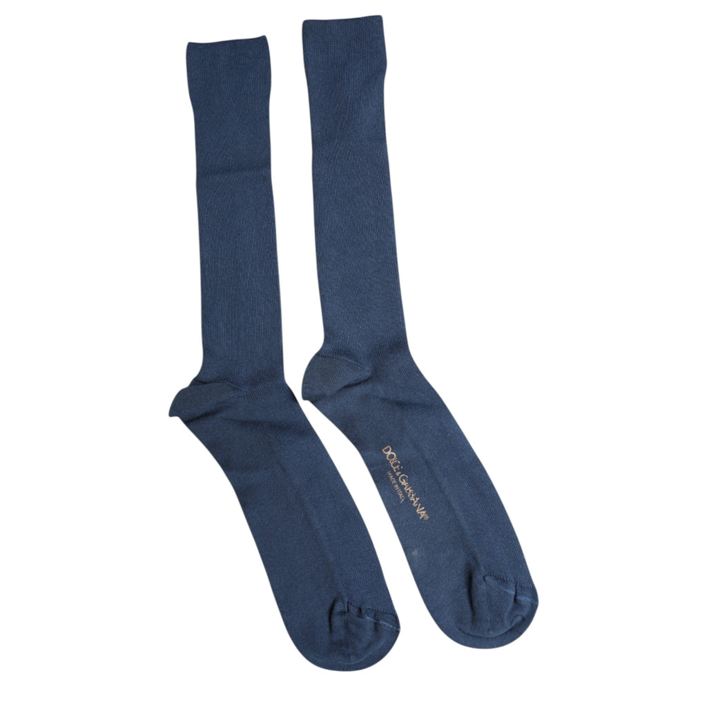 Dolce & Gabbana Blue Cotton DG Logo Over The Calf Socks - Beyzy Store - Dolce & Gabbana