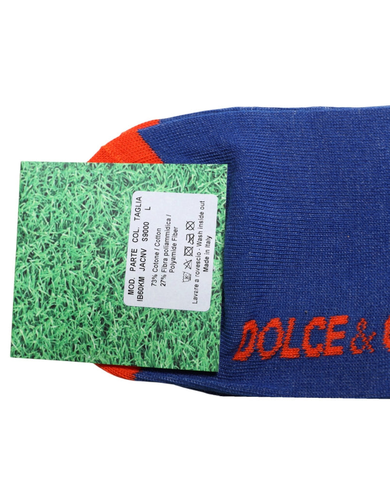 Dolce & Gabbana Blue Cotton DG Logo Print Mid Calf Socks - Beyzy Store - Dolce & Gabbana