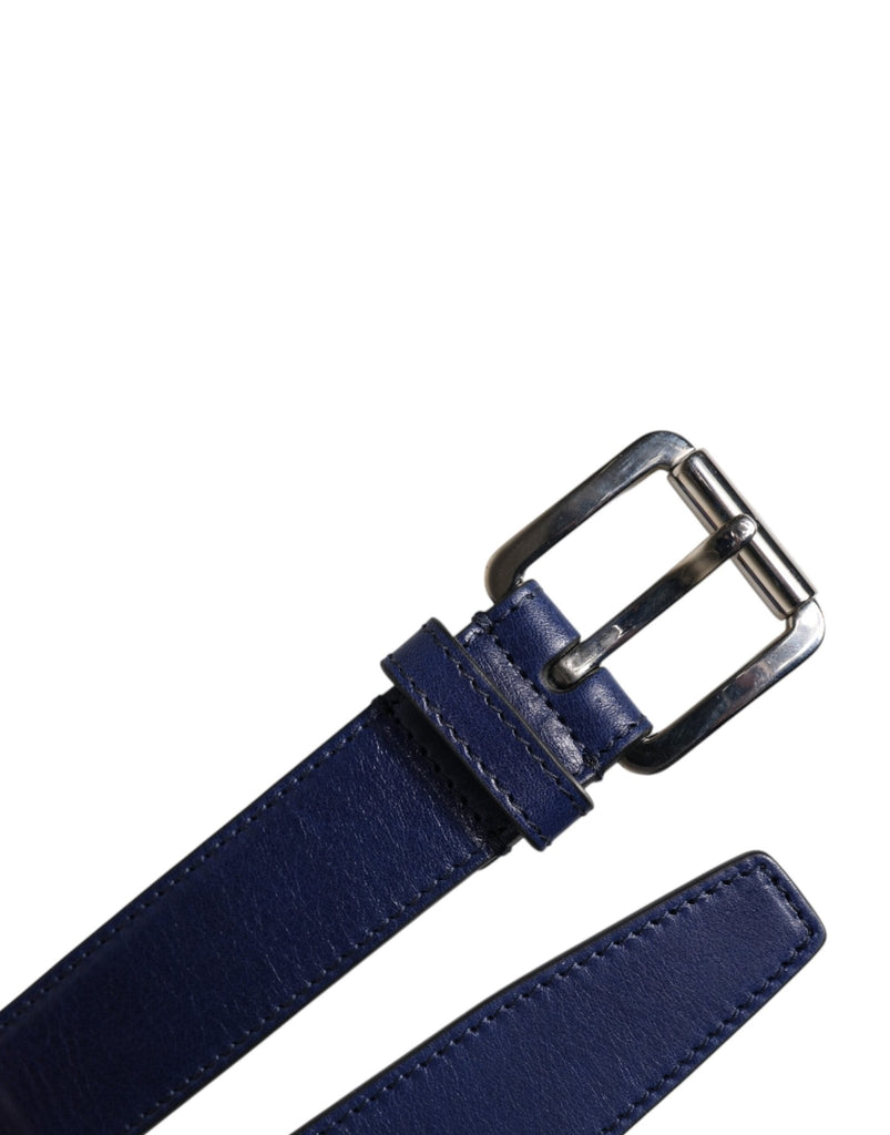Dolce & Gabbana Blue Cotton Leather Printed Metal Buckle Belt - Beyzy Store - Dolce & Gabbana