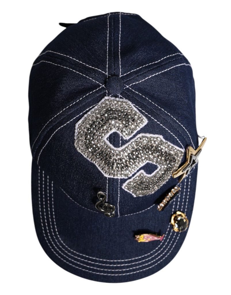Dolce & Gabbana Blue Crystal Embellishment Baseball Cap - Beyzy Store - Dolce & Gabbana
