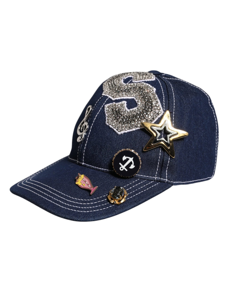 Dolce & Gabbana Blue Crystal Embellishment Baseball Cap - Beyzy Store - Dolce & Gabbana