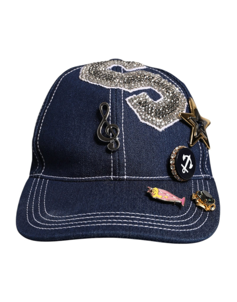Dolce & Gabbana Blue Crystal Embellishment Baseball Cap - Beyzy Store - Dolce & Gabbana
