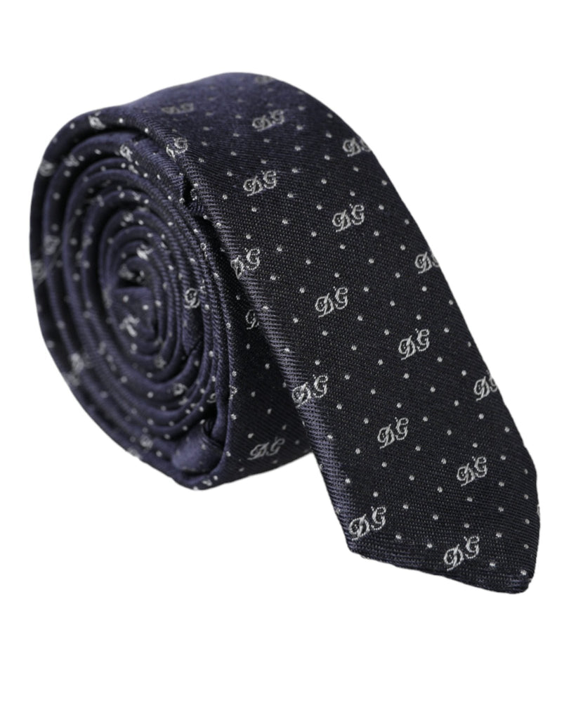 Dolce & Gabbana Blue DG Logo 100% Silk Adjustable Tie - Beyzy Store - Dolce & Gabbana