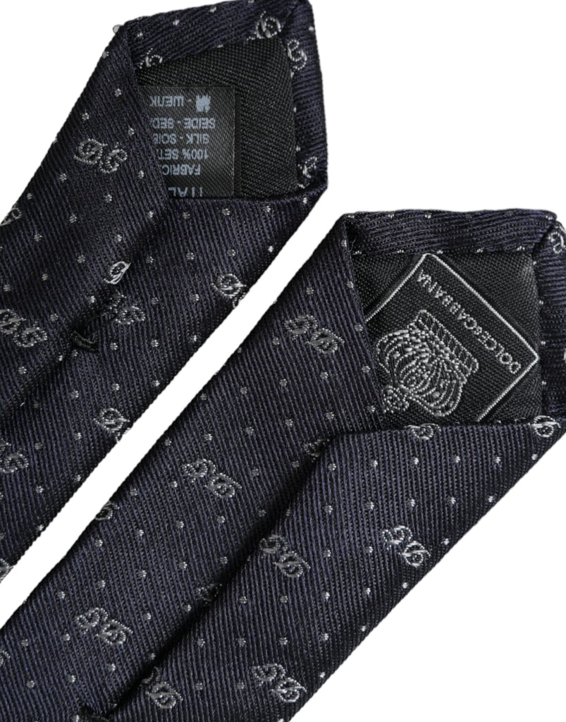 Dolce & Gabbana Blue DG Logo 100% Silk Adjustable Tie - Beyzy Store - Dolce & Gabbana