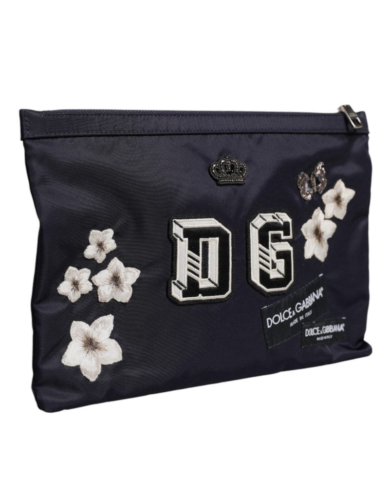 Dolce & Gabbana Blue DG Logo Patch Embellished Pouch Clutch Bag - Beyzy Store - Dolce & Gabbana