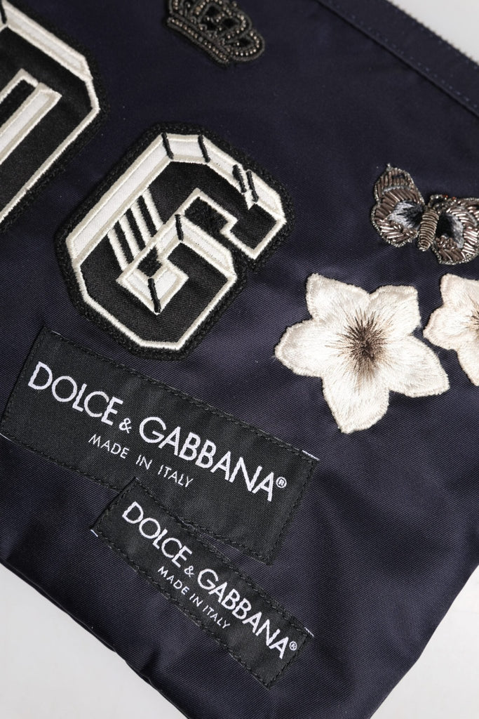 Dolce & Gabbana Blue DG Logo Patch Embellished Pouch Clutch Bag - Beyzy Store - Dolce & Gabbana