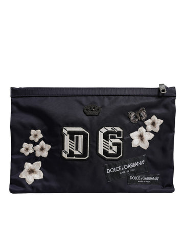 Dolce & Gabbana Blue DG Logo Patch Embellished Pouch Clutch Bag - Beyzy Store - Dolce & Gabbana