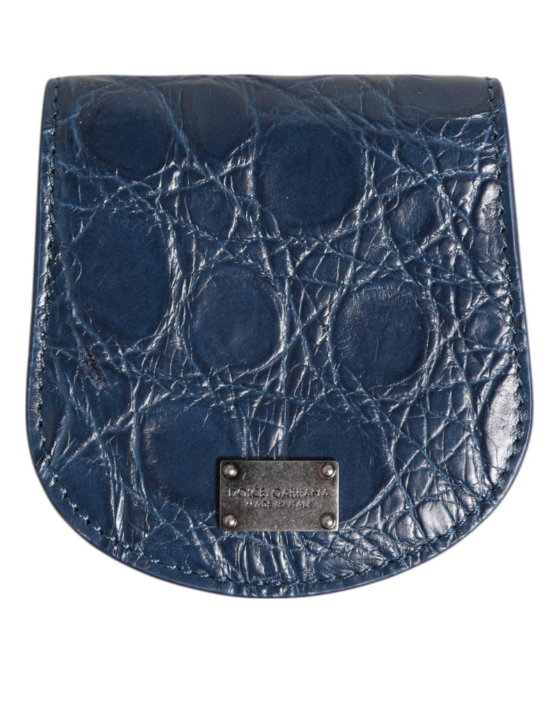 Dolce & Gabbana Blue Exotic Skin Coin Condom Case Holder Pocket Wallet - Beyzy Store - Dolce & Gabbana