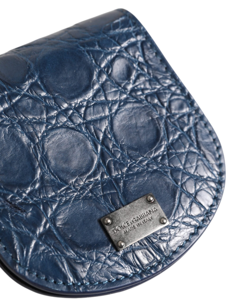 Dolce & Gabbana Blue Exotic Skin Coin Condom Case Holder Pocket Wallet - Beyzy Store - Dolce & Gabbana
