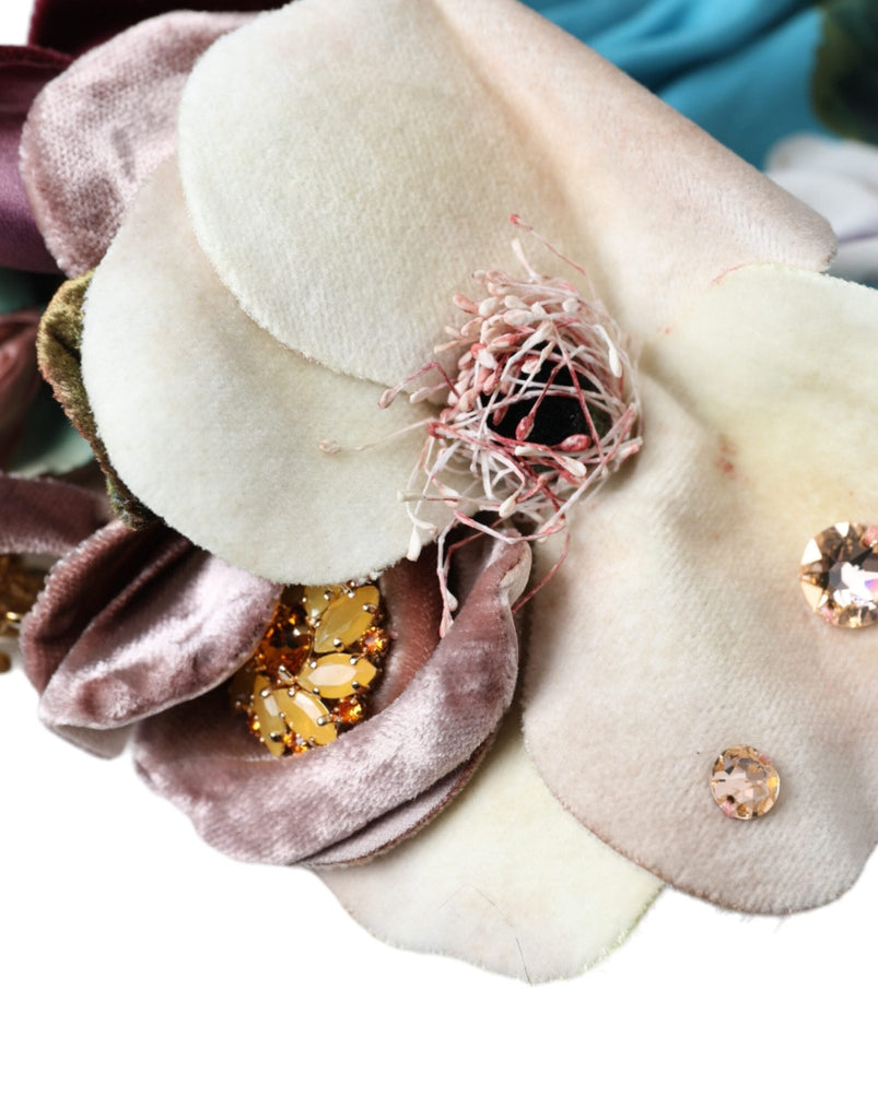 Dolce & Gabbana Blue Floral Motif Turban Head Hat Women - Beyzy Store - Dolce & Gabbana
