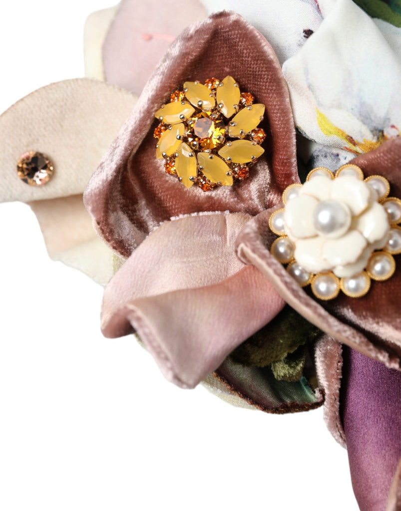 Dolce & Gabbana Blue Floral Motif Turban Head Hat Women - Beyzy Store - Dolce & Gabbana