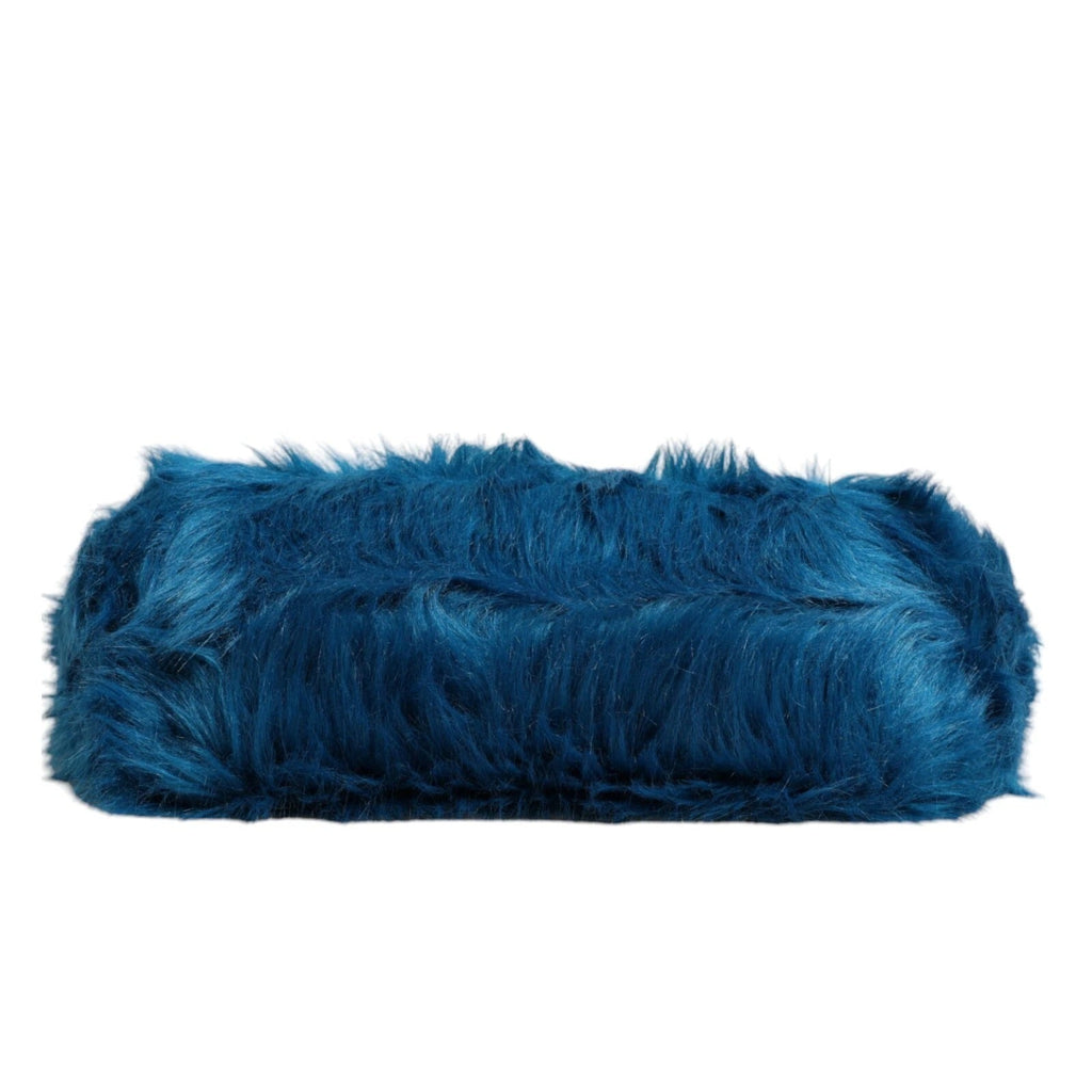 Dolce & Gabbana Blue Fur Logo Plaque Double Handle Shoulder Bag - Beyzy Store - Dolce & Gabbana