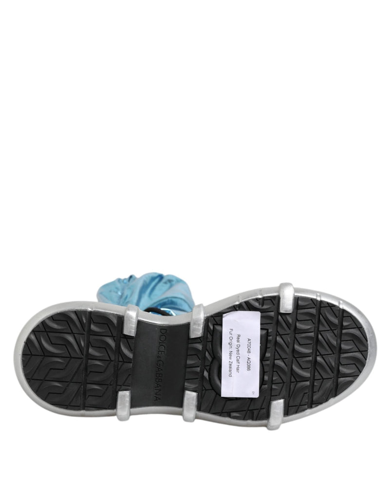 Dolce & Gabbana Blue Lace Up Over The Knee Socks Men Boots Shoes - Beyzy Store - Dolce & Gabbana