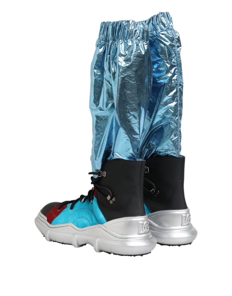 Dolce & Gabbana Blue Lace Up Over The Knee Socks Men Boots Shoes - Beyzy Store - Dolce & Gabbana