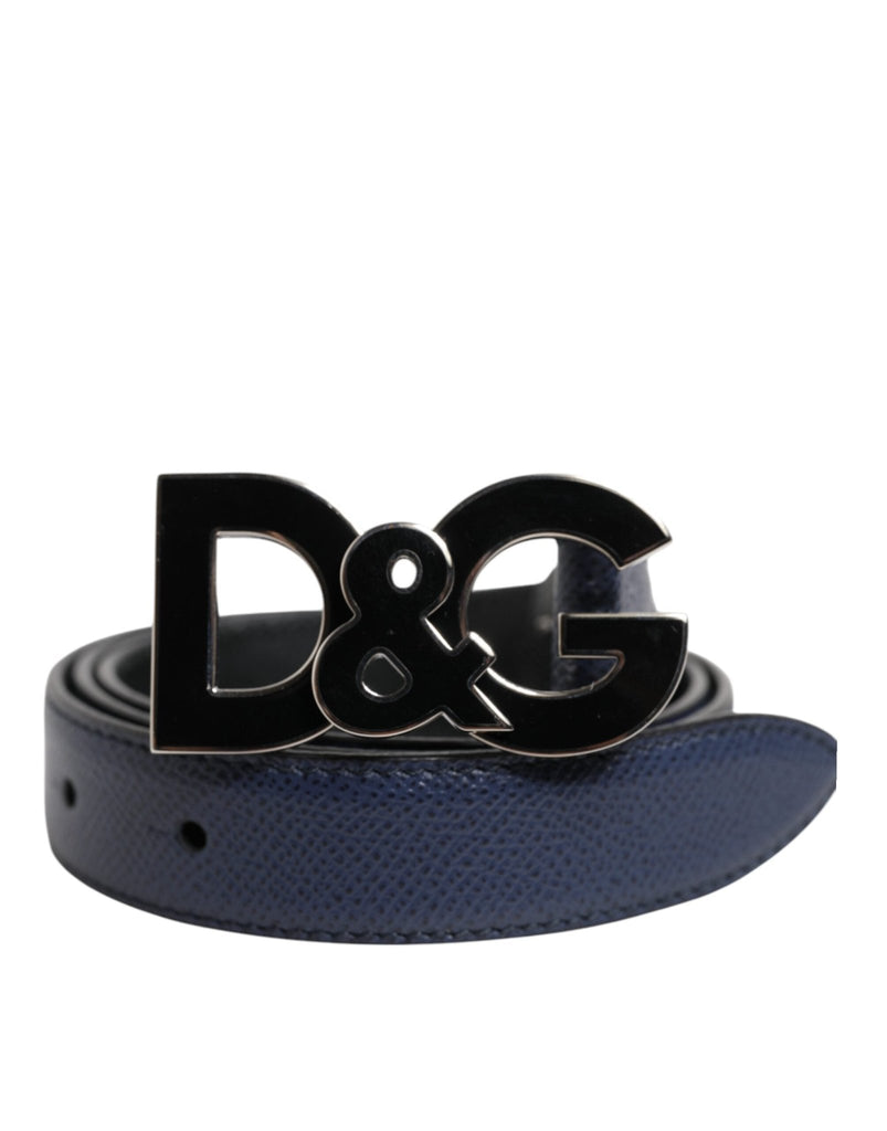 Dolce & Gabbana Blue Leather Classic Metal DG Logo Buckle Belt - Beyzy Store - Dolce & Gabbana