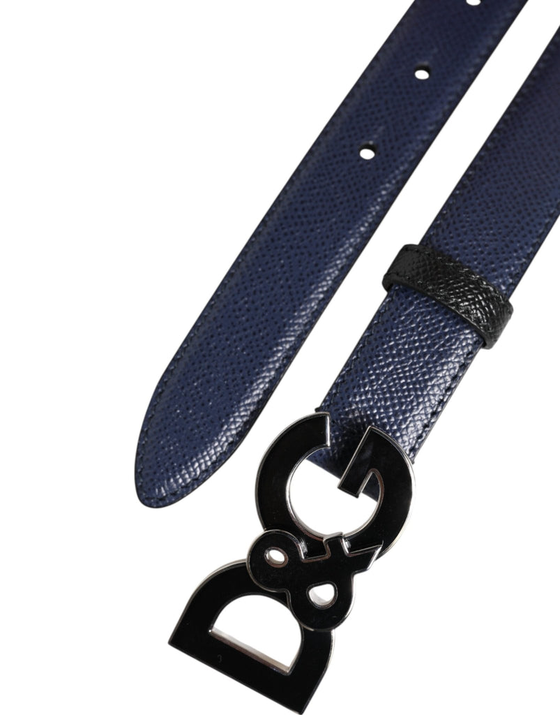 Dolce & Gabbana Blue Leather Classic Metal DG Logo Buckle Belt - Beyzy Store - Dolce & Gabbana