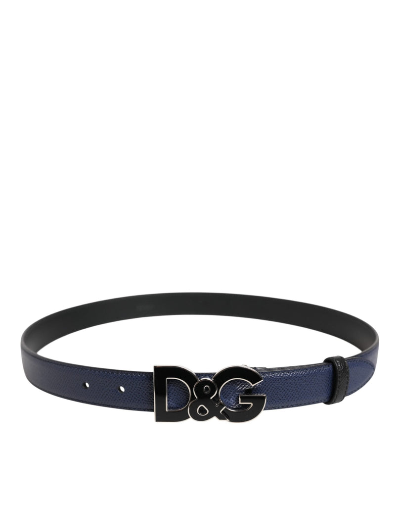 Dolce & Gabbana Blue Leather Classic Metal DG Logo Buckle Belt - Beyzy Store - Dolce & Gabbana