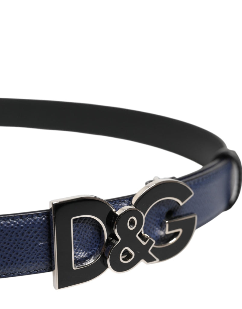Dolce & Gabbana Blue Leather Classic Metal DG Logo Buckle Belt - Beyzy Store - Dolce & Gabbana