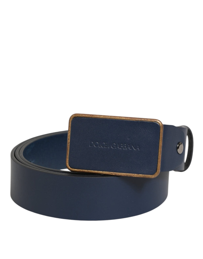 Dolce & Gabbana Blue Leather Classic Metal Logo Buckle Belt - Beyzy Store - Dolce & Gabbana