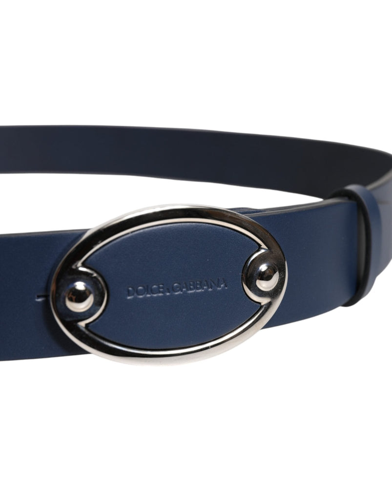 Dolce & Gabbana Blue Leather Classic Metal Logo Buckle Belt - Beyzy Store - Dolce & Gabbana