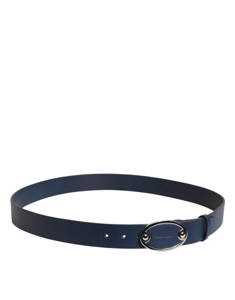 Dolce & Gabbana Blue Leather Classic Metal Logo Buckle Belt - Beyzy Store - Dolce & Gabbana