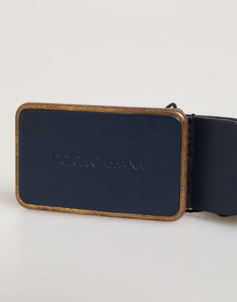 Dolce & Gabbana Blue Leather Classic Metal Logo Buckle Belt - Beyzy Store - Dolce & Gabbana