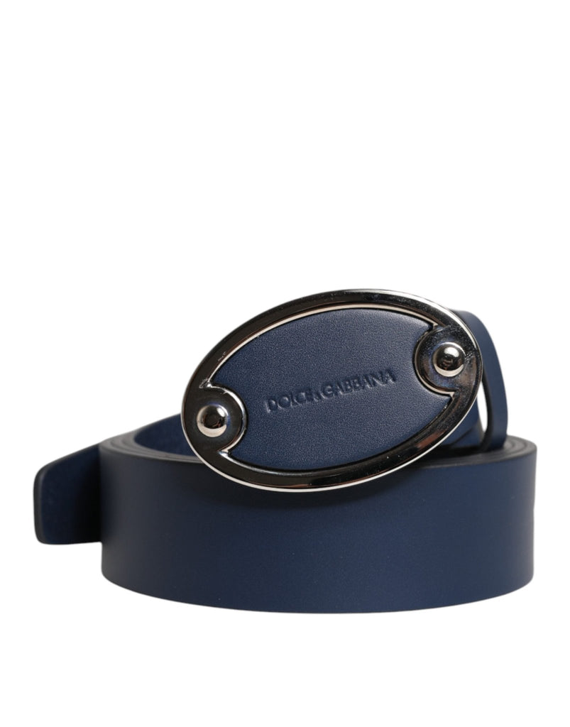 Dolce & Gabbana Blue Leather Classic Metal Logo Buckle Belt - Beyzy Store - Dolce & Gabbana