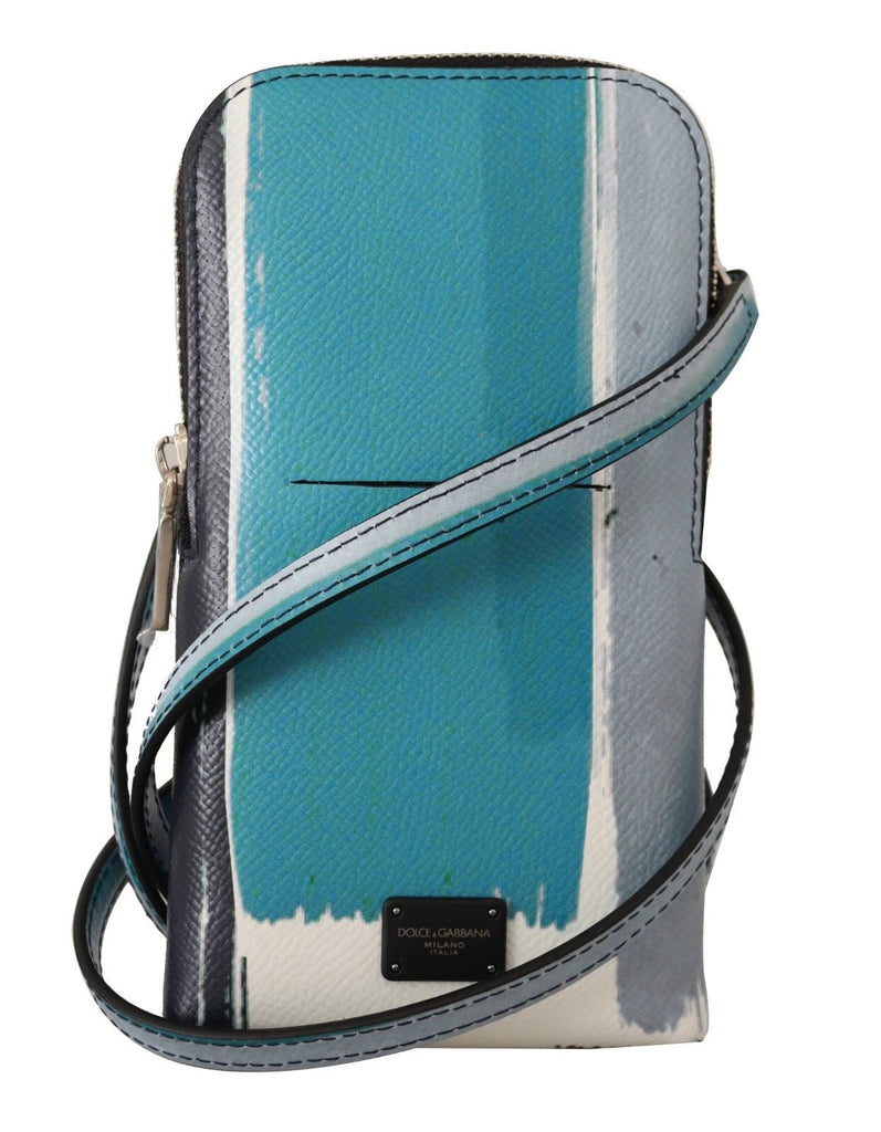 Dolce & Gabbana Blue Leather Cross Body Neck Strap Card Slot Phone Pocket - Beyzy Store - Dolce & Gabbana