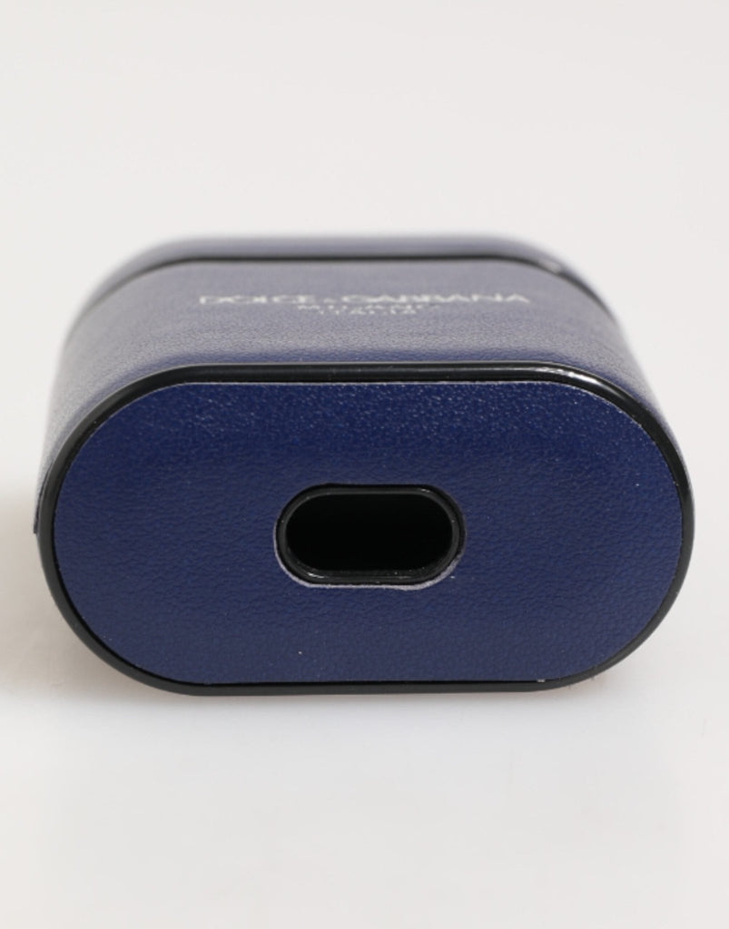 Dolce & Gabbana Blue Leather Logo Print Flip Holder Men Airpods Case - Beyzy Store - Dolce & Gabbana