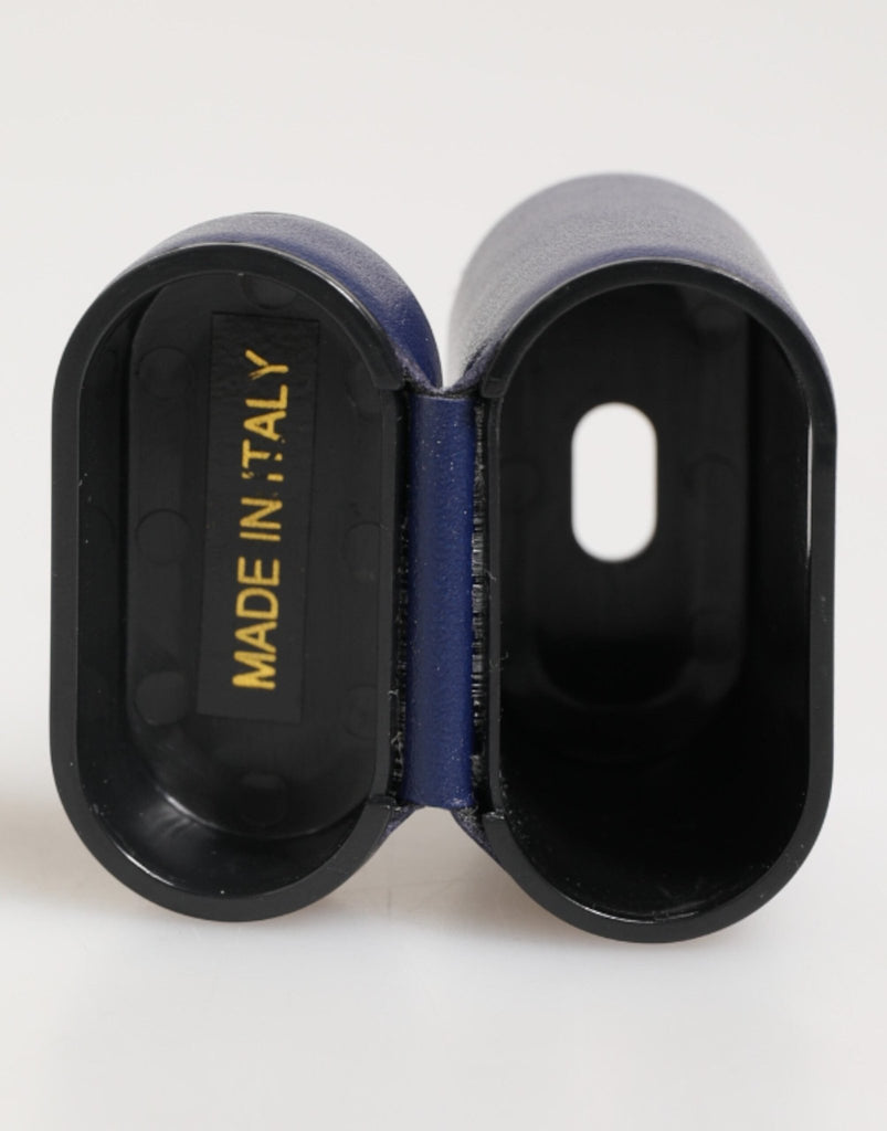 Dolce & Gabbana Blue Leather Logo Print Flip Holder Men Airpods Case - Beyzy Store - Dolce & Gabbana