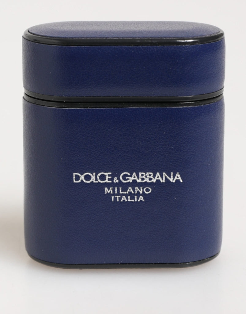 Dolce & Gabbana Blue Leather Logo Print Flip Holder Men Airpods Case - Beyzy Store - Dolce & Gabbana