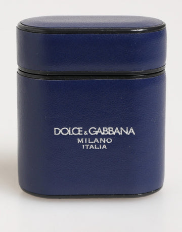 Dolce & Gabbana Blue Leather Logo Print Flip Holder Men Airpods Case - Beyzy Store - Dolce & Gabbana