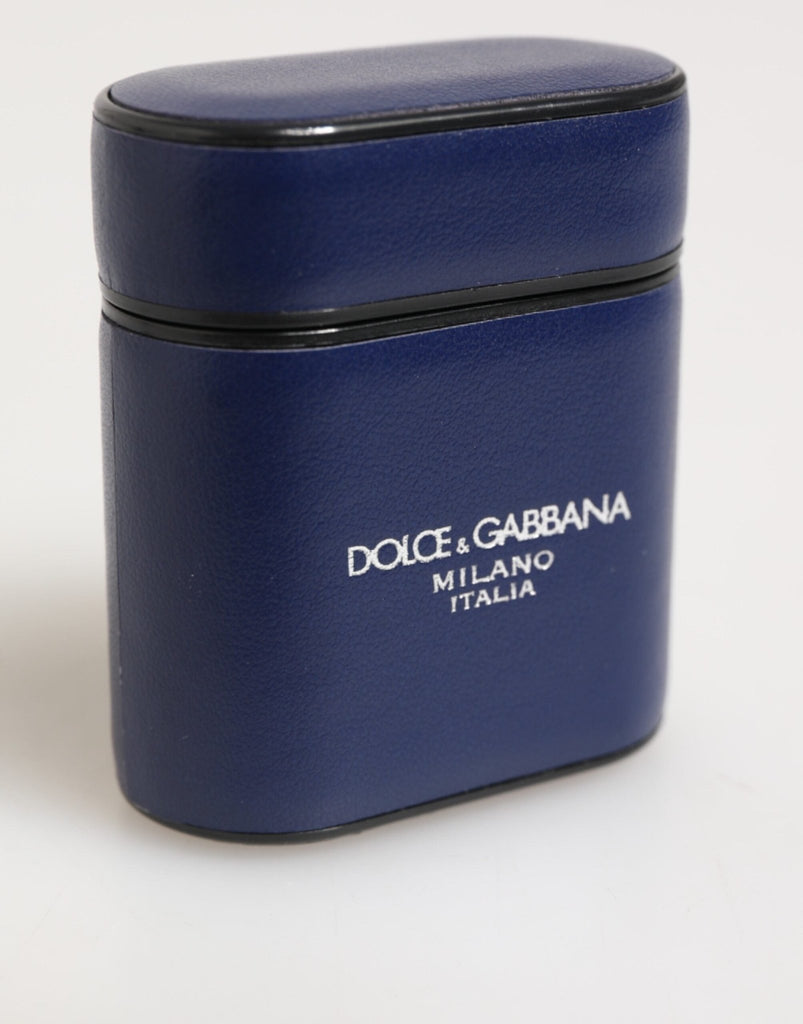 Dolce & Gabbana Blue Leather Logo Print Flip Holder Men Airpods Case - Beyzy Store - Dolce & Gabbana