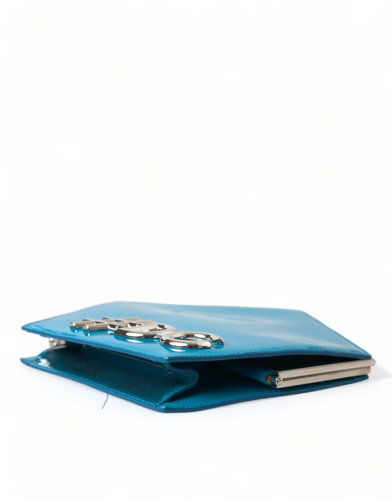 Dolce & Gabbana Blue Patent Leather Hashtag DG Shoulder Chain Flap Bag - Beyzy Store - Dolce & Gabbana