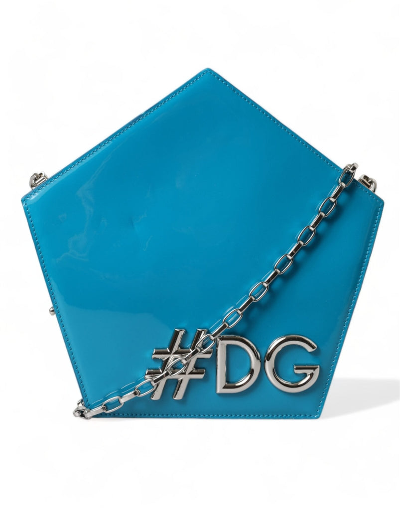 Dolce & Gabbana Blue Patent Leather Hashtag DG Shoulder Chain Flap Bag - Beyzy Store - Dolce & Gabbana