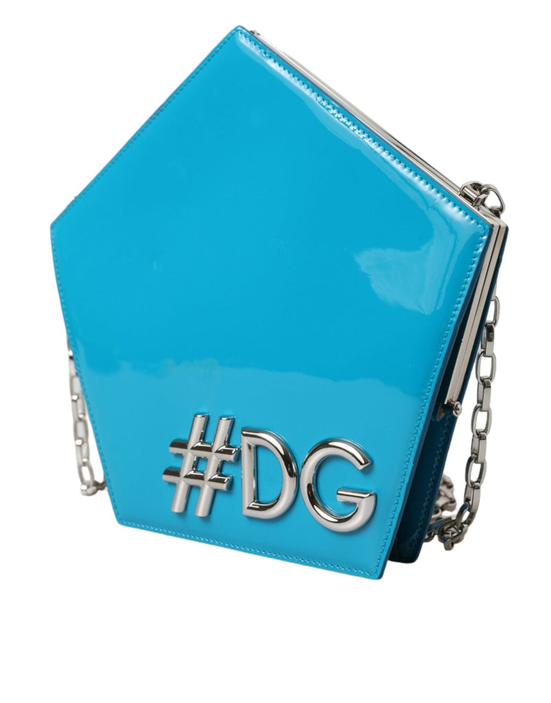 Dolce & Gabbana Blue Patent Leather Hashtag DG Shoulder Chain Flap Bag - Beyzy Store - Dolce & Gabbana