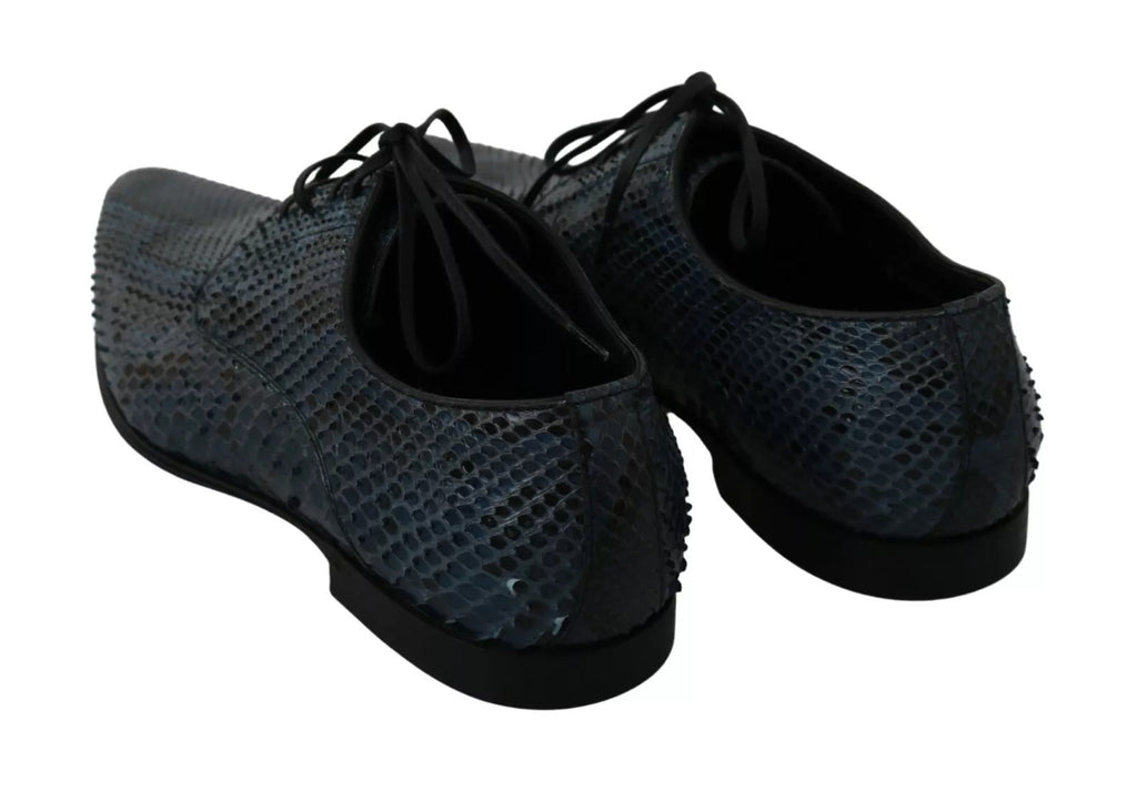 Dolce & Gabbana Blue Python Leather Snakeskin Shoes - Beyzy Store - Dolce & Gabbana