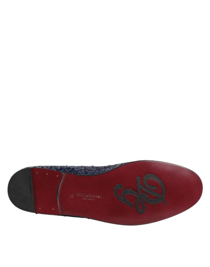 Dolce & Gabbana Blue Sequined Loafers Slippers Men Dress Shoes - Beyzy Store - Dolce & Gabbana