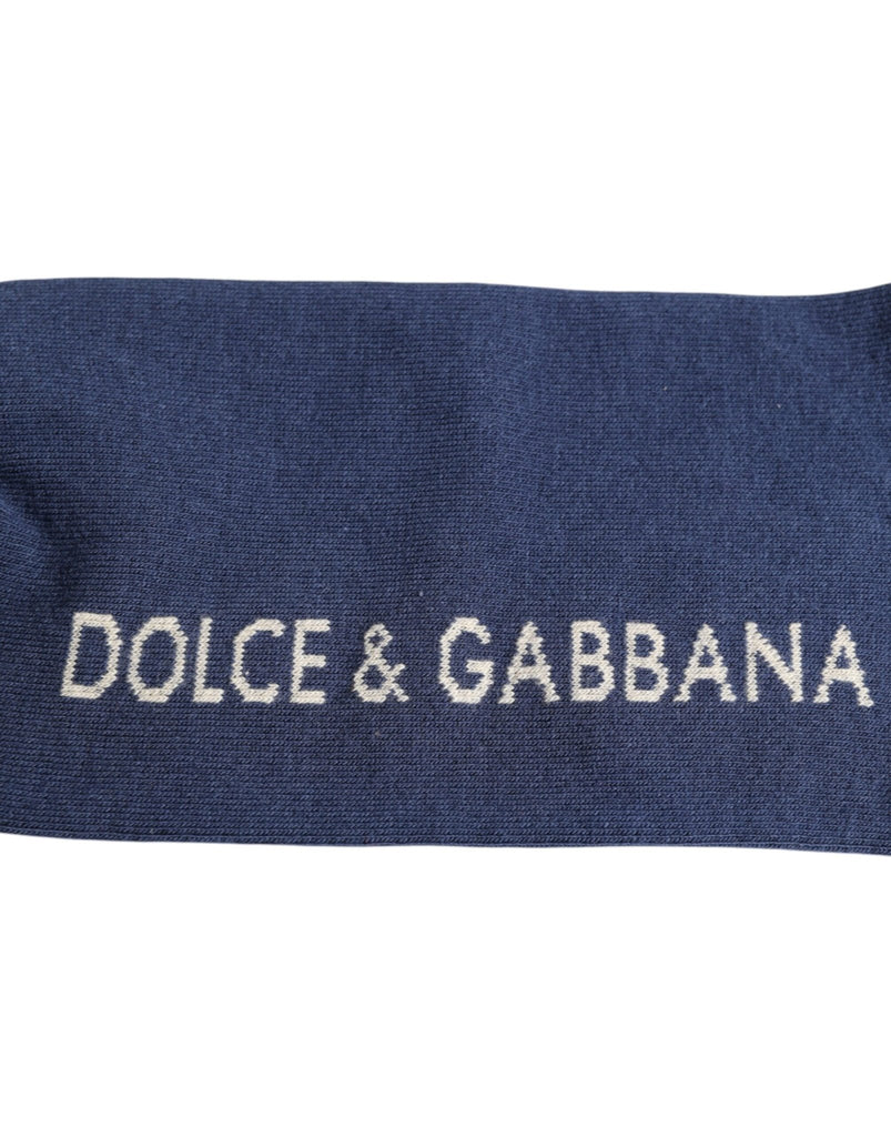 Dolce & Gabbana Blue Stretch DG Logo Print Mid Calf Socks - Beyzy Store - Dolce & Gabbana