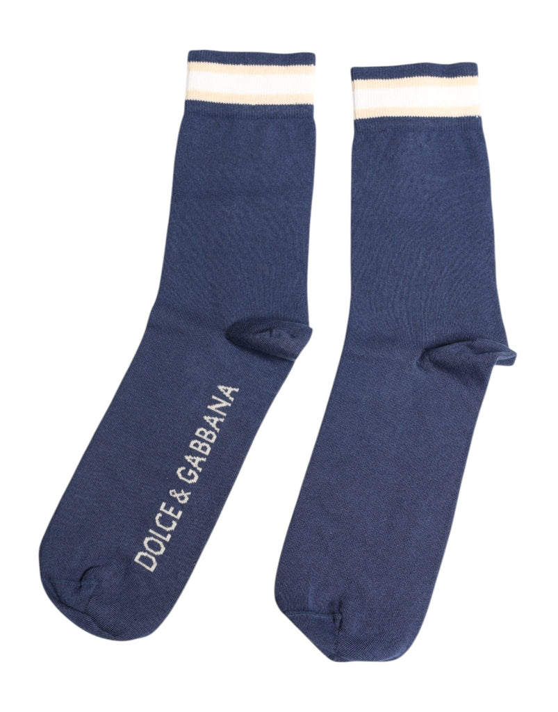 Dolce & Gabbana Blue Stretch DG Logo Print Mid Calf Socks - Beyzy Store - Dolce & Gabbana