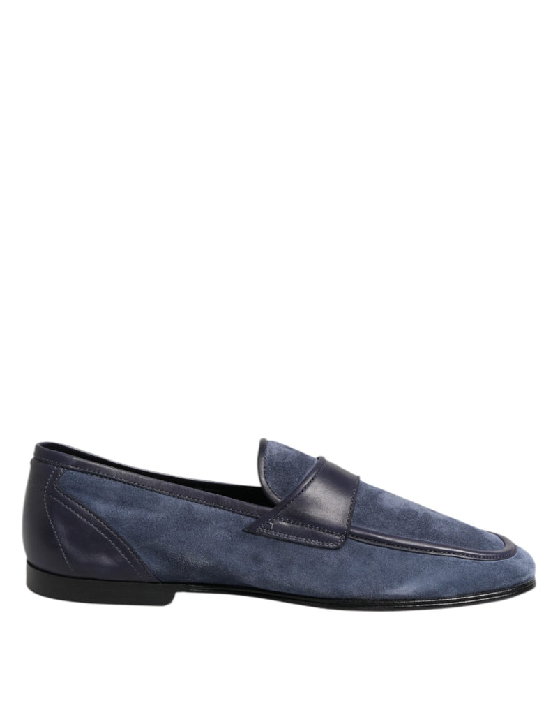 Dolce & Gabbana Blue Suede Leather Loafers Moccasin Shoes - Beyzy Store - Dolce & Gabbana