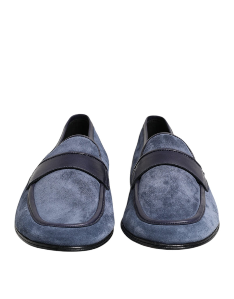 Dolce & Gabbana Blue Suede Leather Loafers Moccasin Shoes - Beyzy Store - Dolce & Gabbana