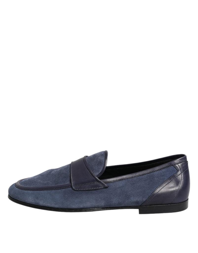 Dolce & Gabbana Blue Suede Leather Loafers Moccasin Shoes - Beyzy Store - Dolce & Gabbana
