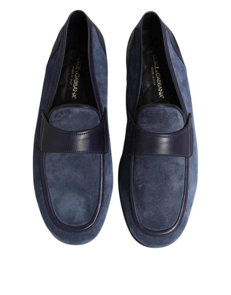 Dolce & Gabbana Blue Suede Leather Loafers Moccasin Shoes - Beyzy Store - Dolce & Gabbana