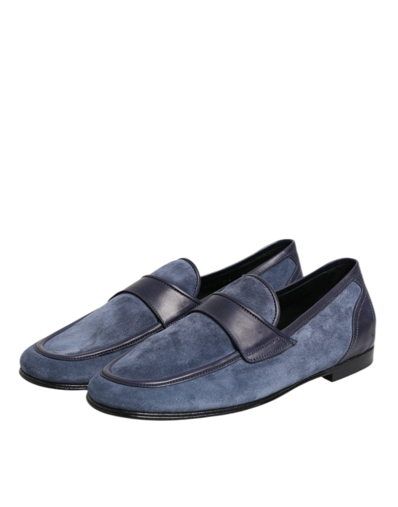 Dolce & Gabbana Blue Suede Leather Loafers Moccasin Shoes - Beyzy Store - Dolce & Gabbana