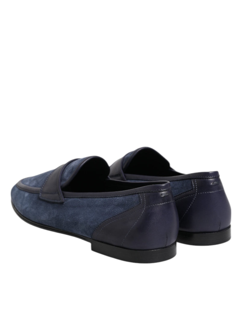 Dolce & Gabbana Blue Suede Leather Loafers Moccasin Shoes - Beyzy Store - Dolce & Gabbana