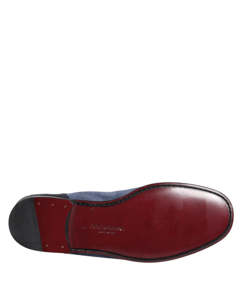 Dolce & Gabbana Blue Suede Leather Loafers Moccasin Shoes - Beyzy Store - Dolce & Gabbana