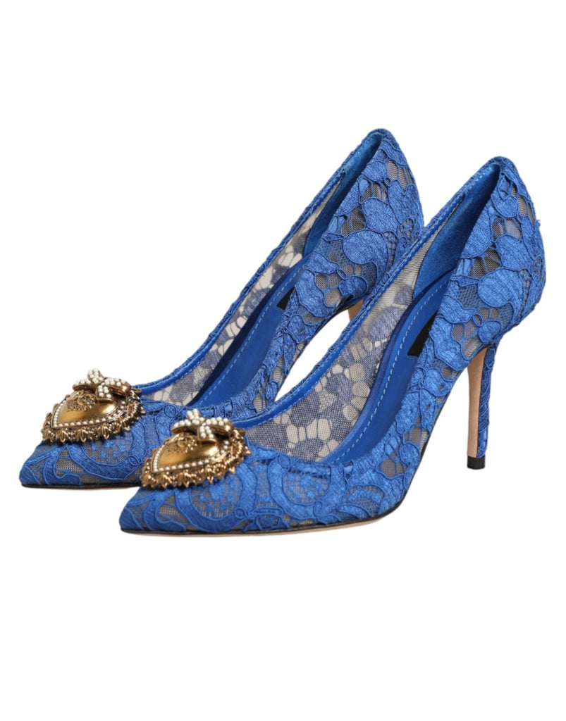 Dolce & Gabbana Blue Taormina Lace DEVOTION Pumps Shoes \ - Beyzy Store - Dolce & Gabbana