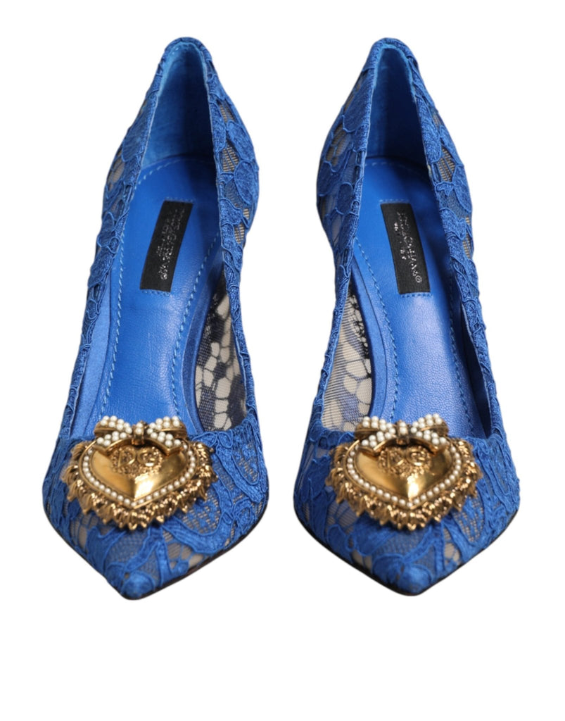Dolce & Gabbana Blue Taormina Lace DEVOTION Pumps Shoes \ - Beyzy Store - Dolce & Gabbana