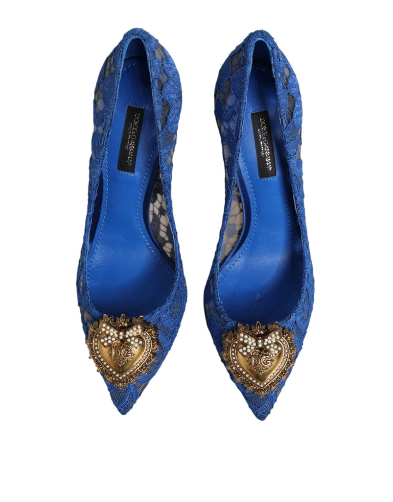 Dolce & Gabbana Blue Taormina Lace DEVOTION Pumps Shoes \ - Beyzy Store - Dolce & Gabbana